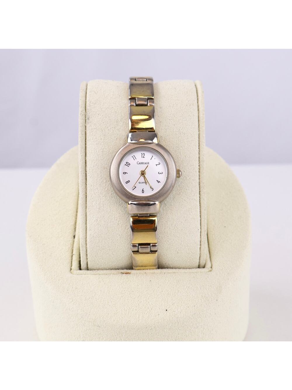 Vintage‎ Carriage by Timex Watch Ladies Two Tone Silver Gold Link Bracelet Works